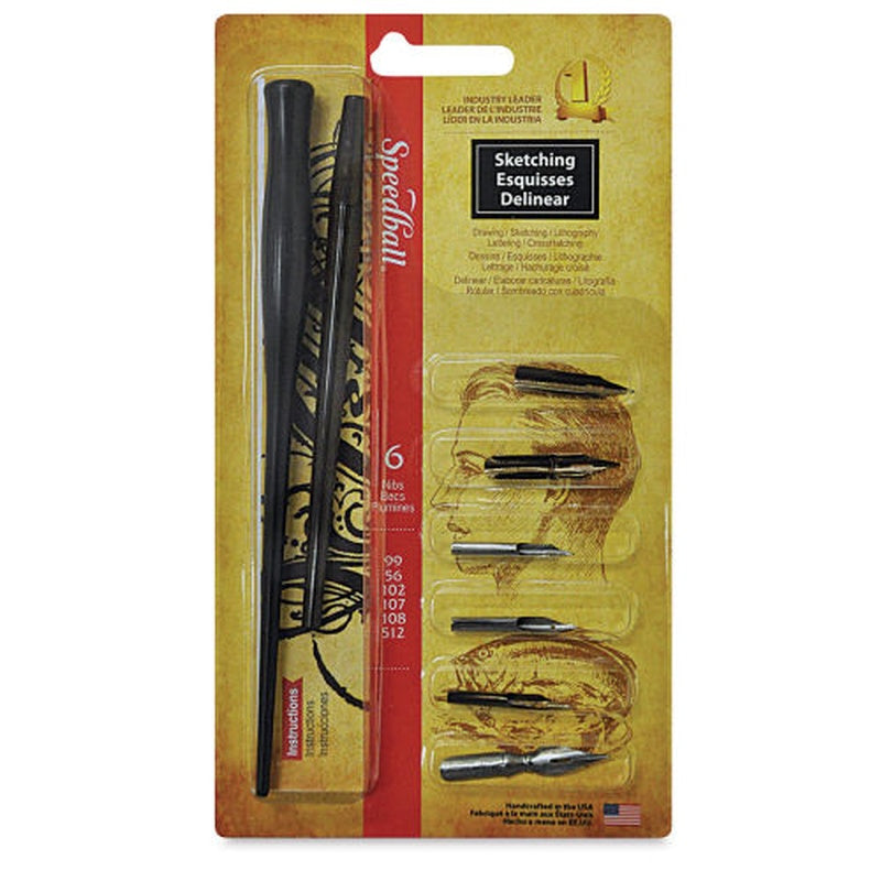 651032029646 Set Pluma Speedball Pluma X 6 Plumillas Dos Mangos RF 002964 Cartel Arte & Papelería