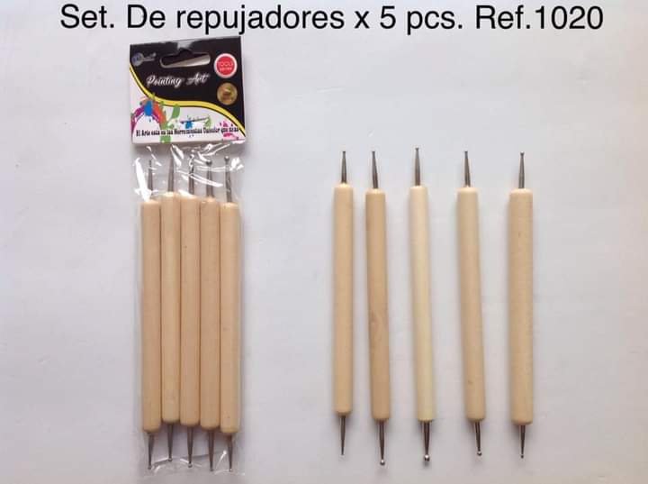 6547272722222 Set De Repujadores En Madera Unicolor Repujadores X 5 Piezas Ref 1020 Cartel Arte & Papelería
