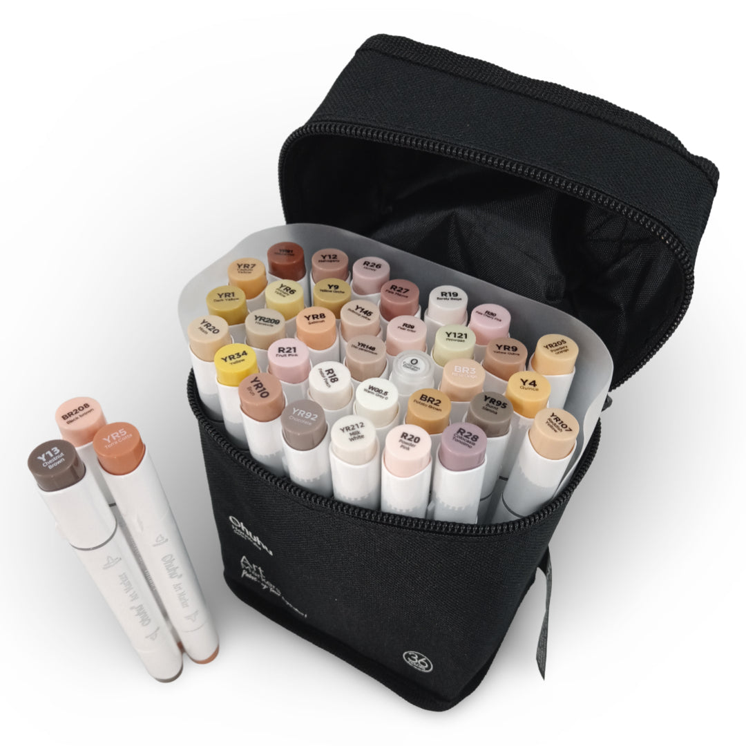 7700000025777 Set Marcadores Ohuhu Marcadores x 36 Unidades Pieles Punta Biselada & Punta Pincel Cartel Arte & Papelería