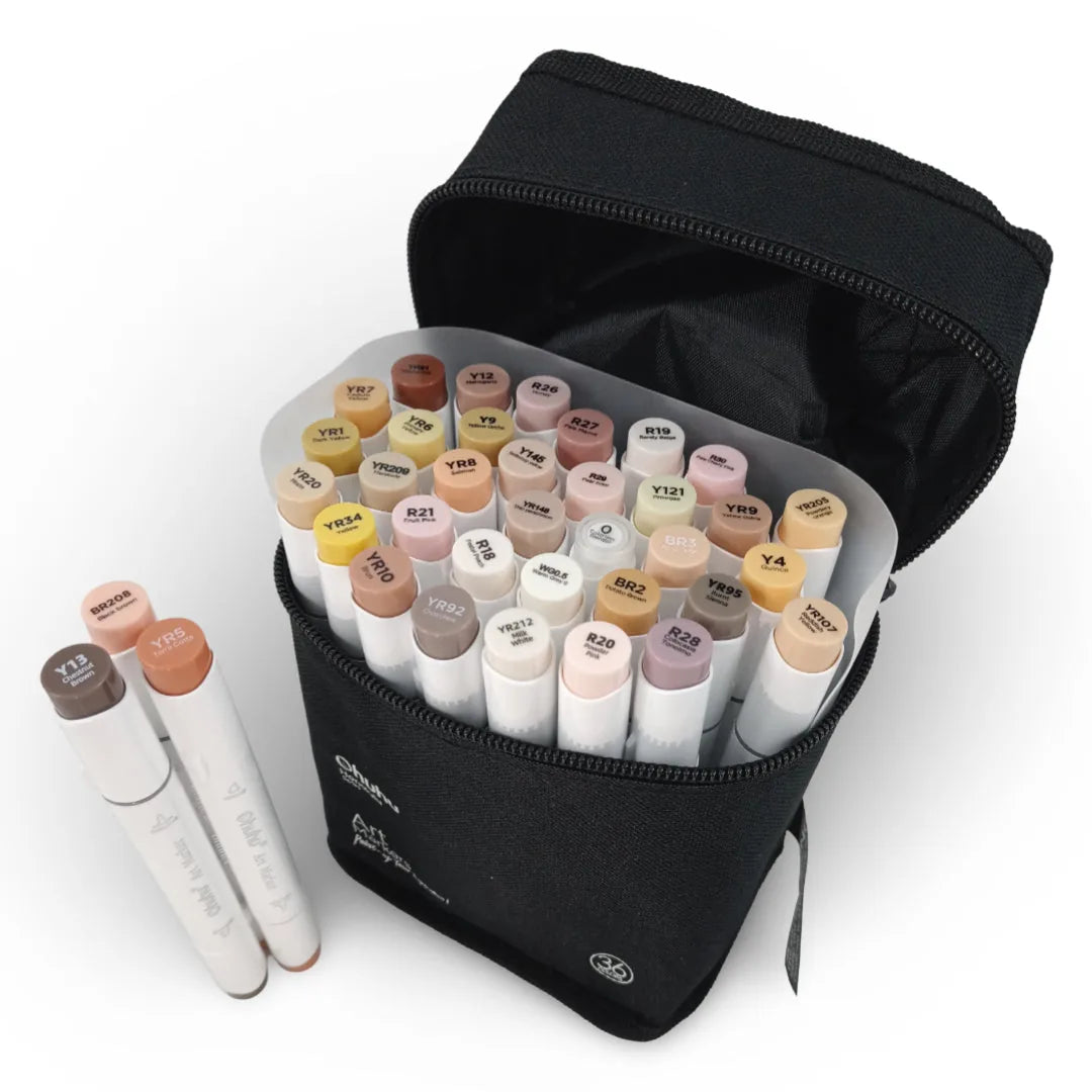 7700000025777 Set Marcadores Ohuhu Marcadores x 36 Unidades Pieles Punta Biselada & Punta Pincel Cartel Arte & Papelería