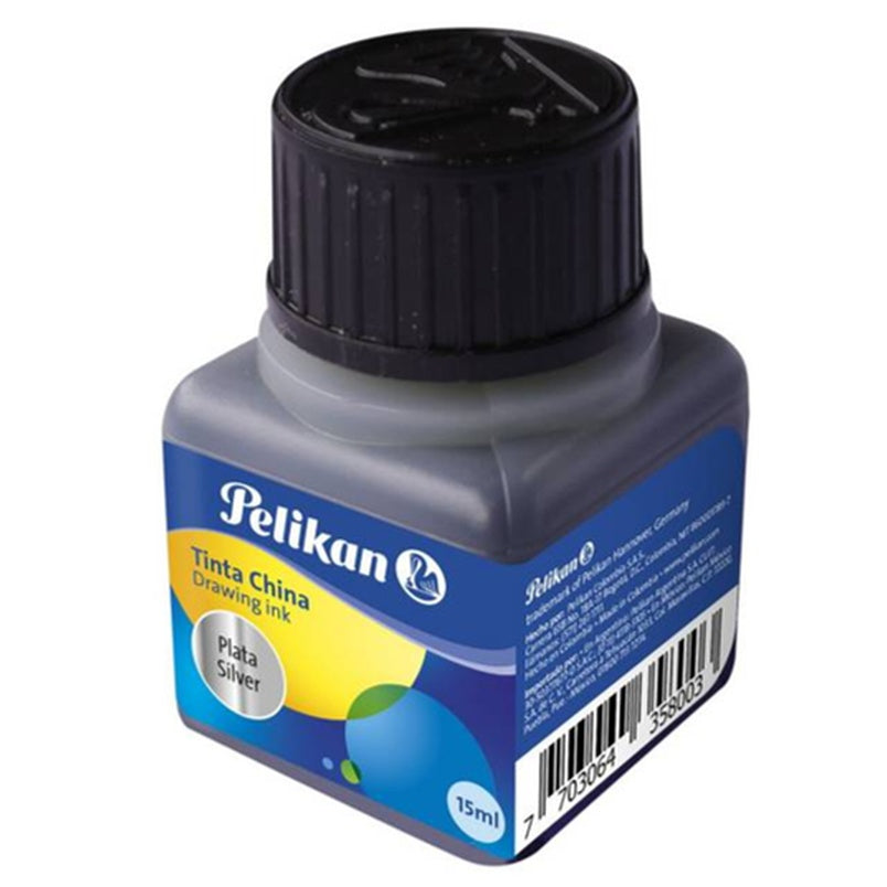 7703064358003 Tinta China Pelikan Tinta China 15 ml Plata Tinta China Cartel Arte & Papelería