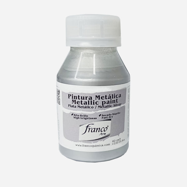 7707227483298 Pintura Metalica Franco Arte Pintura 60 ml Plata Metalica Cartel Arte & Papelería
