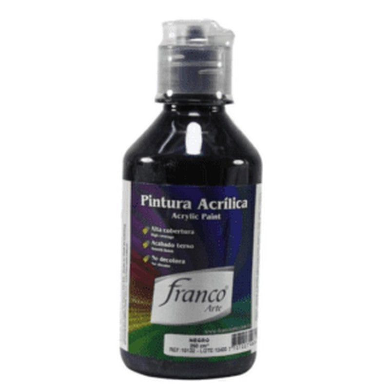 7707227483809 Pintura Acrilica Franco Arte Pintura Acrílica 250 ml Negro Acrílica Cartel Arte & Papelería