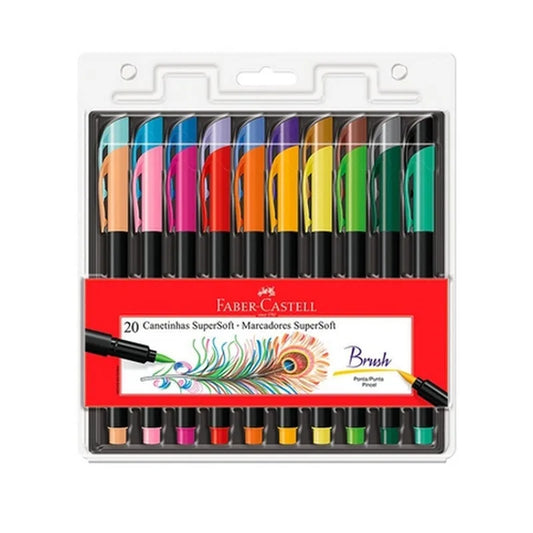7891360668619 Marcador Supersoft Brush Faber Castell Marcador X 20 Unidades Surtido Supersoft Brush Cartel Arte & Papelería
