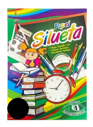 7709682490392 Papel Silueta Surtido Rairan X 10 unidades Acabado Brilloso Verde - Azul Rey - Blanco - Naranja - Rojo Cartel Arte & Papelería