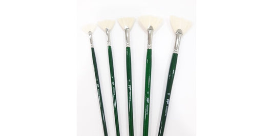 Pincel Abanico Fibra Natural Pipo Mango Verde Pelo de Cerdo