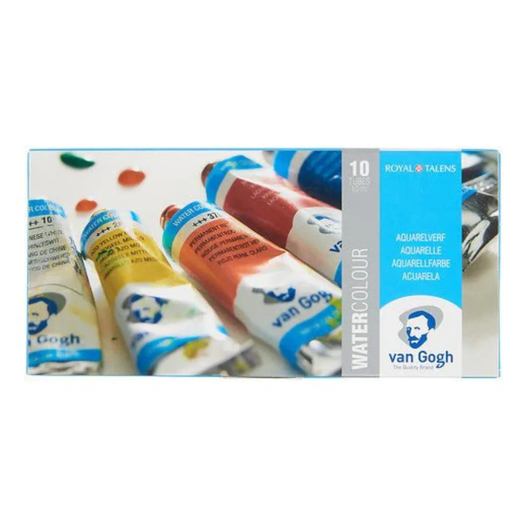 8712079231491 Estuche De Acuarela Van Gogh | 10 Tubos De 10 ml Set x10 10ml Blanco Chino,
Amarillo Limón Permanente,
Amarillo Medio Azo,
Rojo Claro Permanente,
Lago Carmesí Oscuro,
Ultramar Profundo,
Azul Cerúleo Ftalocianina,
Verde Esmeralda,
Siena Tostada,
Gris de Payne Cartel Arte & Papelería