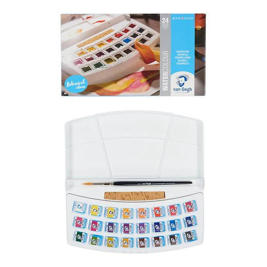 8712079422868 Estuche De Plástico Para Acuarelas Van Gogh | 24 Medias Pastillas Set x24 Pastilla Colores Botánicos Cartel Arte & Papelería