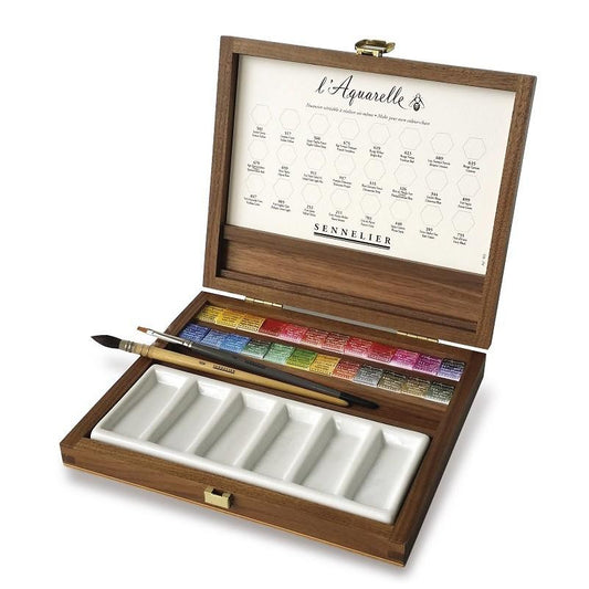 Caja Acuarela Sennelier en Madera x24 ½ pastillas