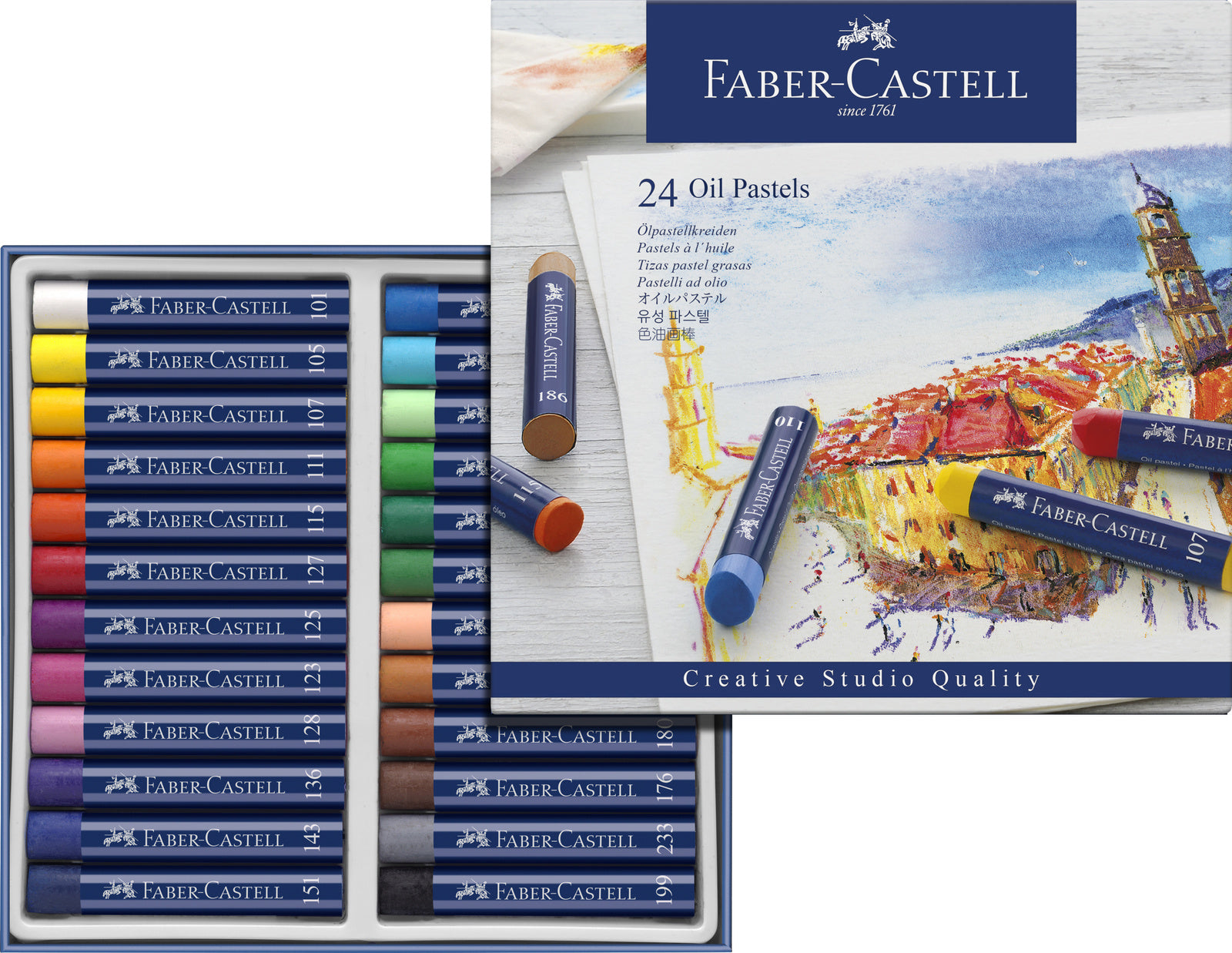 4005401270249 Oil Pastels Faber Castell Linea Arte Pasteles al óleo X 24 Unidades Surtido Graso Cartel Arte & Papelería
