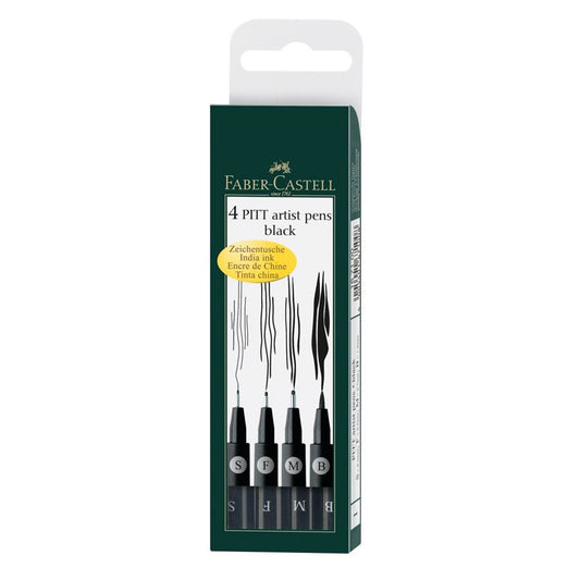 4005401671008 Set Pitt Artist Pens Brush Faber Castell Rapidógrafo X 4 Unidades Negro Black Cartel Arte & Papelería