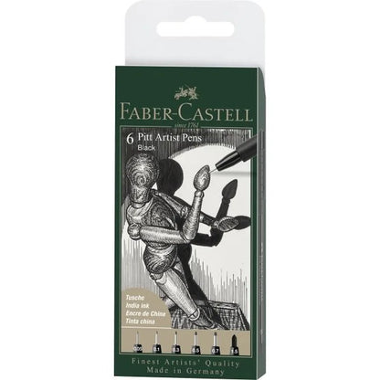 4005401671541 Set Pitt Artist Pens Brush Faber Castell Rapidógrafo X 6 Unidades Negro Black Cartel Arte & Papelería