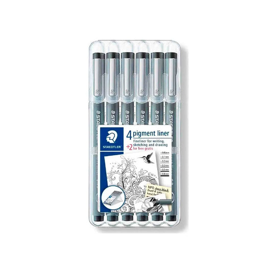 4007817308356 Pigment Liner Staedtler Rotulador X 6 Unidades Negro 0.05 al 0.8mm Cartel Arte & Papelería