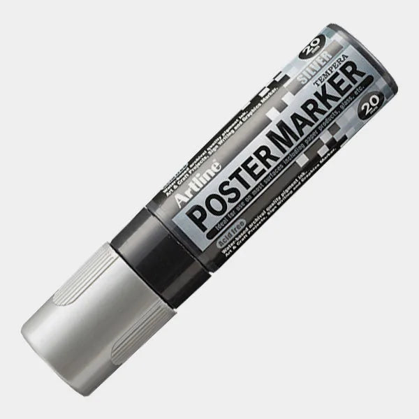 4974052860607 Postermarker Artline Marcador 20 mm Plateado Base Tempera Cartel Arte & Papelería