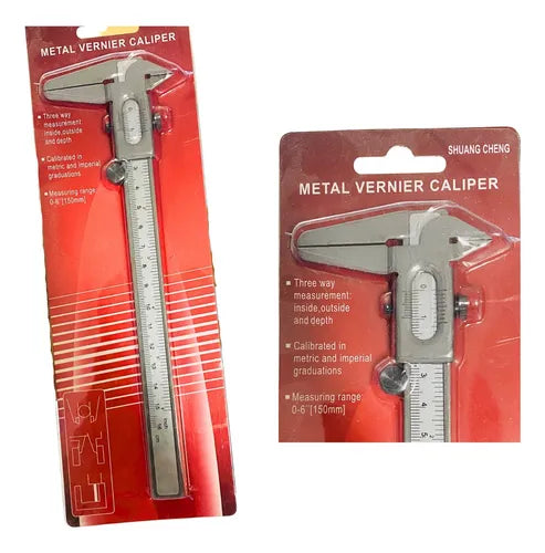 5060022001121 Calibrador Pie de Rey Metalico Rango de medición común de 0 a 150mm (6.3 pulgadas) Acero inoxidable Cartel Arte & Papelería