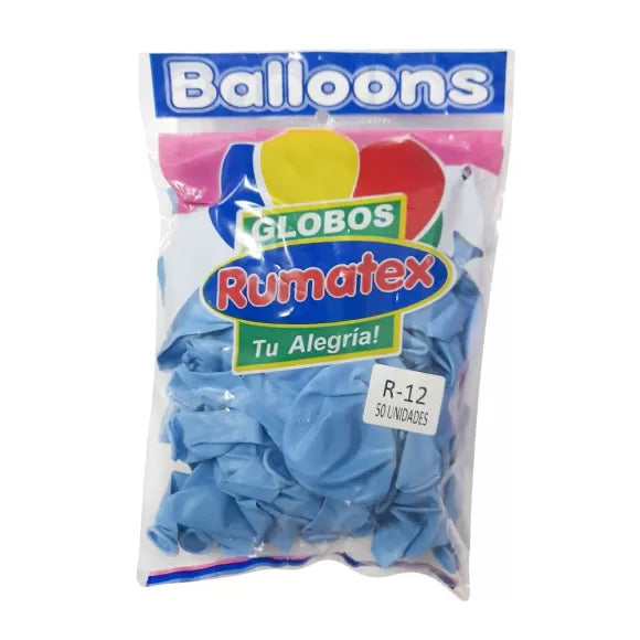 7700000018236 Globos R-12 Rumatex X 50 Unidades Azul Claro R - 12 Cartel Arte & Papelería