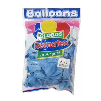 7700000018236 Globos R-12 Rumatex X 50 Unidades Azul Claro R - 12 Cartel Arte & Papelería