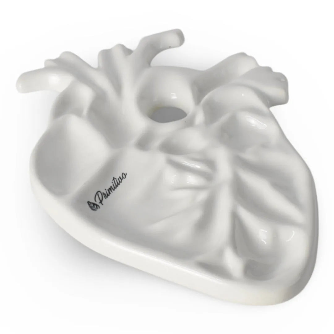 7700000039378 Paleta Artesanal de Cerámica para Acuarelas Diseños Exclusivos Paleta Corazón Anatómico Blanco Cartel Arte & Papelería