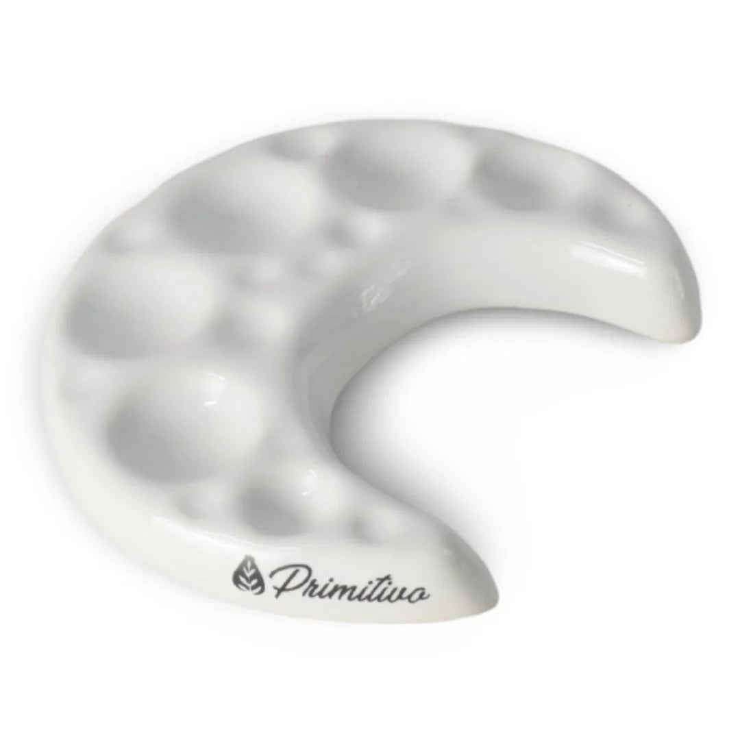 7700000039385 Paleta Artesanal de Cerámica para Acuarelas Diseños Exclusivos Paleta Luna Blanco Cartel Arte & Papelería