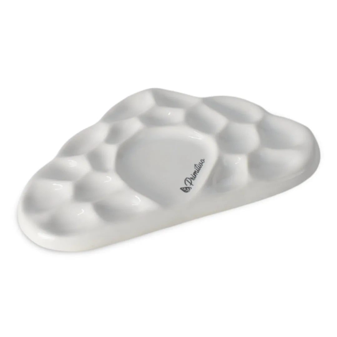 7700000039422 Paleta Artesanal de Cerámica para Acuarelas Diseños Exclusivos Paleta Nube Blanco Cartel Arte & Papelería