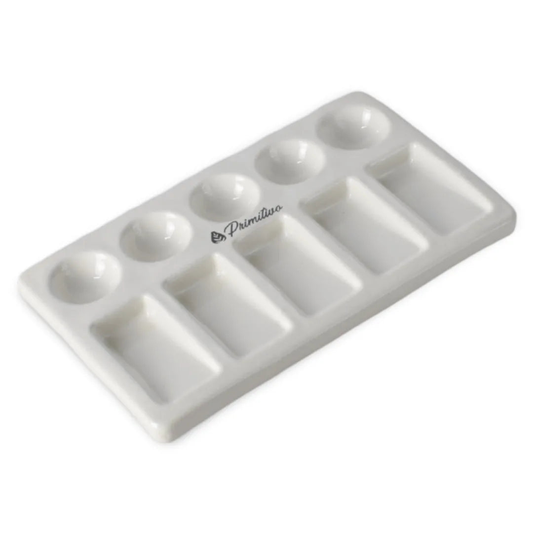 7700000039446 Paleta Artesanal de Cerámica para Acuarelas Diseños Exclusivos Paleta Cuadrada Blanco Cartel Arte & Papelería