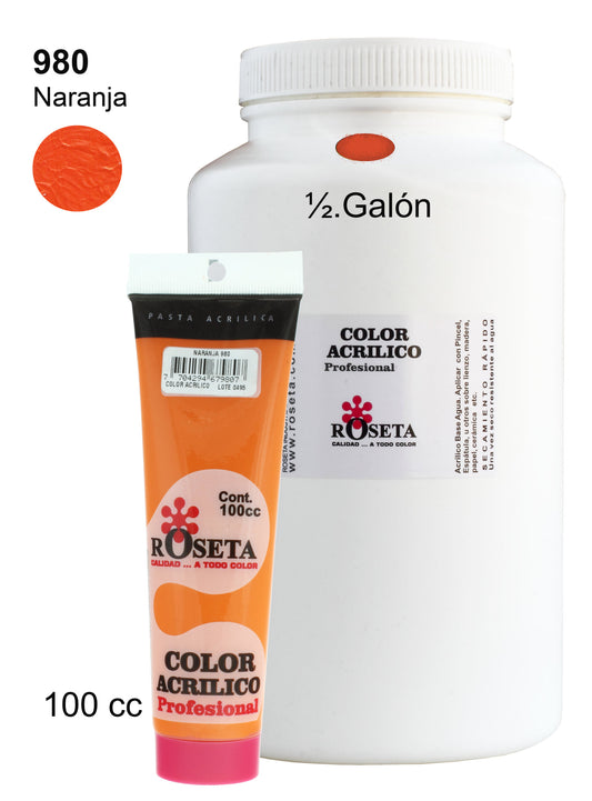 7704294689806 Color Acrilico Roseta Pintura Acrílica 45 cc Naranja Acrílica Tubo Cartel Arte & Papelería