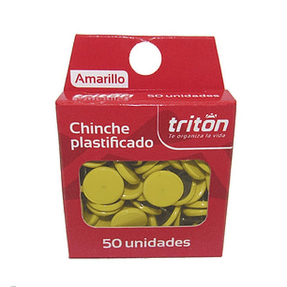 7705465100410 Chinche Plastificado Triton Chinche X 50 Unidades Amarillo Cartel Arte & Papelería