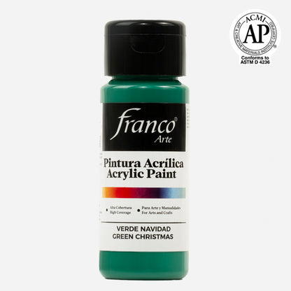 7707227481133 Pintura Acrílica Verde Navidad 60ml Pp18 0023 Color 023 Franco Arte - Cartel Arte & Papelería