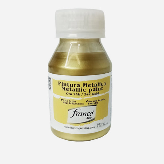7707227481997 Pintura Metalica Franco Arte Pintura 60 ml Oro 24K Metalica Cartel Arte & Papelería