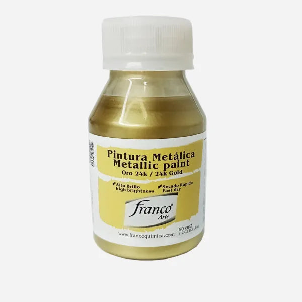 7707227481997 Pintura Metalica Franco Arte Pintura 60 ml Oro 24K Metalica Cartel Arte & Papelería
