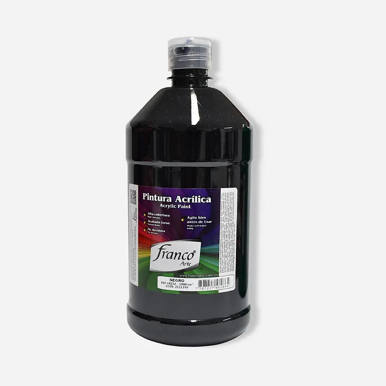 7707227482864 Pintura Acrilica Franco Arte 1000 ml Negro Acrílica Cartel Arte & Papelería