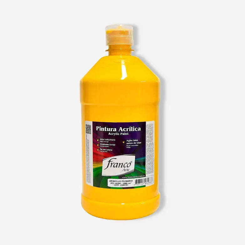7707227482888 Pintura Acrilica Franco Arte 1000 ml Amarillo Primario Acrílica Cartel Arte & Papelería