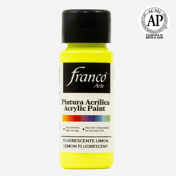 7707227483236 Pintura Acrilica Franco Arte Pintura Acrílica 60 ml Fluorescente Limón Acrílica Cartel Arte & Papelería