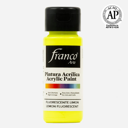 7707227483236 Pintura Acrilica Franco Arte Pintura Acrílica 60 ml Fluorescente Limón Acrílica Cartel Arte & Papelería
