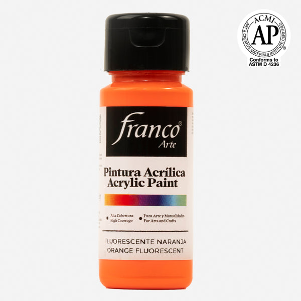 7707227483250 Pintura Acrilica Franco Arte Pintura Acrílica 60 ml Fluorescente Naranja Acrílica Cartel Arte & Papelería