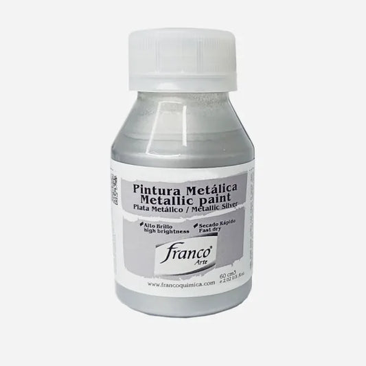 7707227483298 Pintura Metalica Franco Arte Pintura 60 ml Plata Metalica Cartel Arte & Papelería