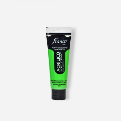 7707227484219 Pintura Acrilica Profesional Franco Arte Pintura Acrílica 100 ml Verde Permanente Claro Profesional Cartel Arte & Papelería