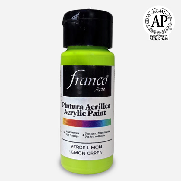 7707227485575 Pintura Acrilica Franco Arte Pintura Acrílica 60 ml Verde Limon Acrílica Cartel Arte & Papelería
