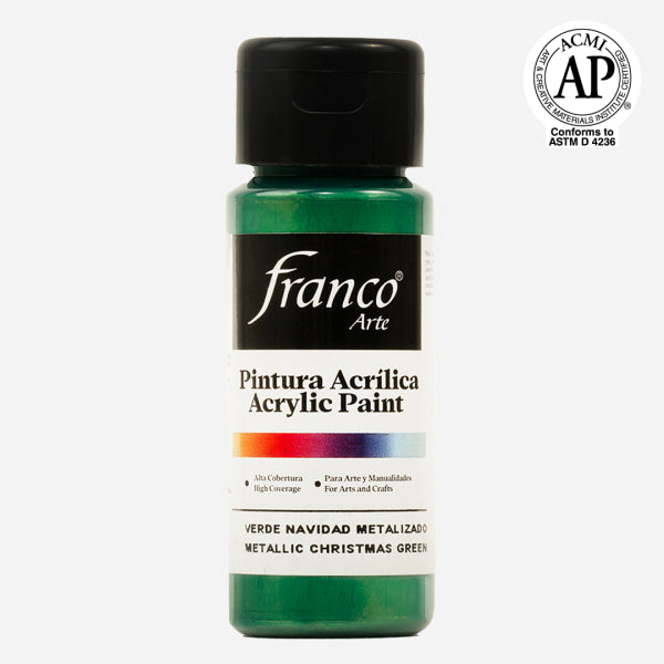 7707227487296 Pintura Acrilica Franco Arte Pintura Acrílica 60 ml Verde Navidad Metalizado Acrílica Cartel Arte & Papelería