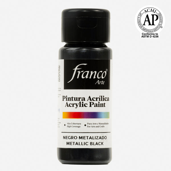7707227488408 Pintura Acrilica Franco Arte Pintura Acrílica 60 ml Negro Metalizado Acrílica Cartel Arte & Papelería