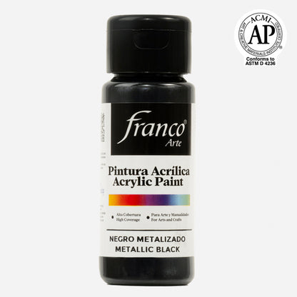 7707227488408 Pintura Acrilica Franco Arte Pintura Acrílica 60 ml Negro Metalizado Acrílica Cartel Arte & Papelería