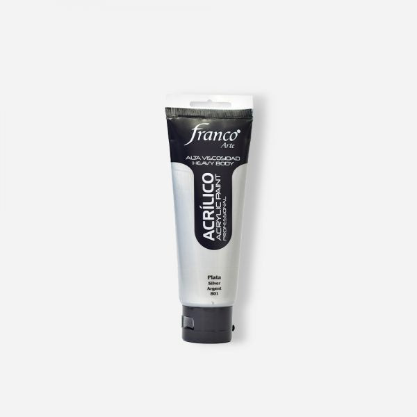7707227488965 Pintura Acrilica Profesional Franco Arte Pintura Acrílica 100 ml Plata Profesional Cartel Arte & Papelería