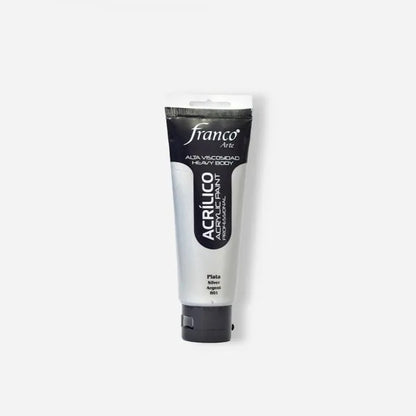 7707227488965 Pintura Acrilica Profesional Franco Arte Pintura Acrílica 100 ml Plata Profesional Cartel Arte & Papelería