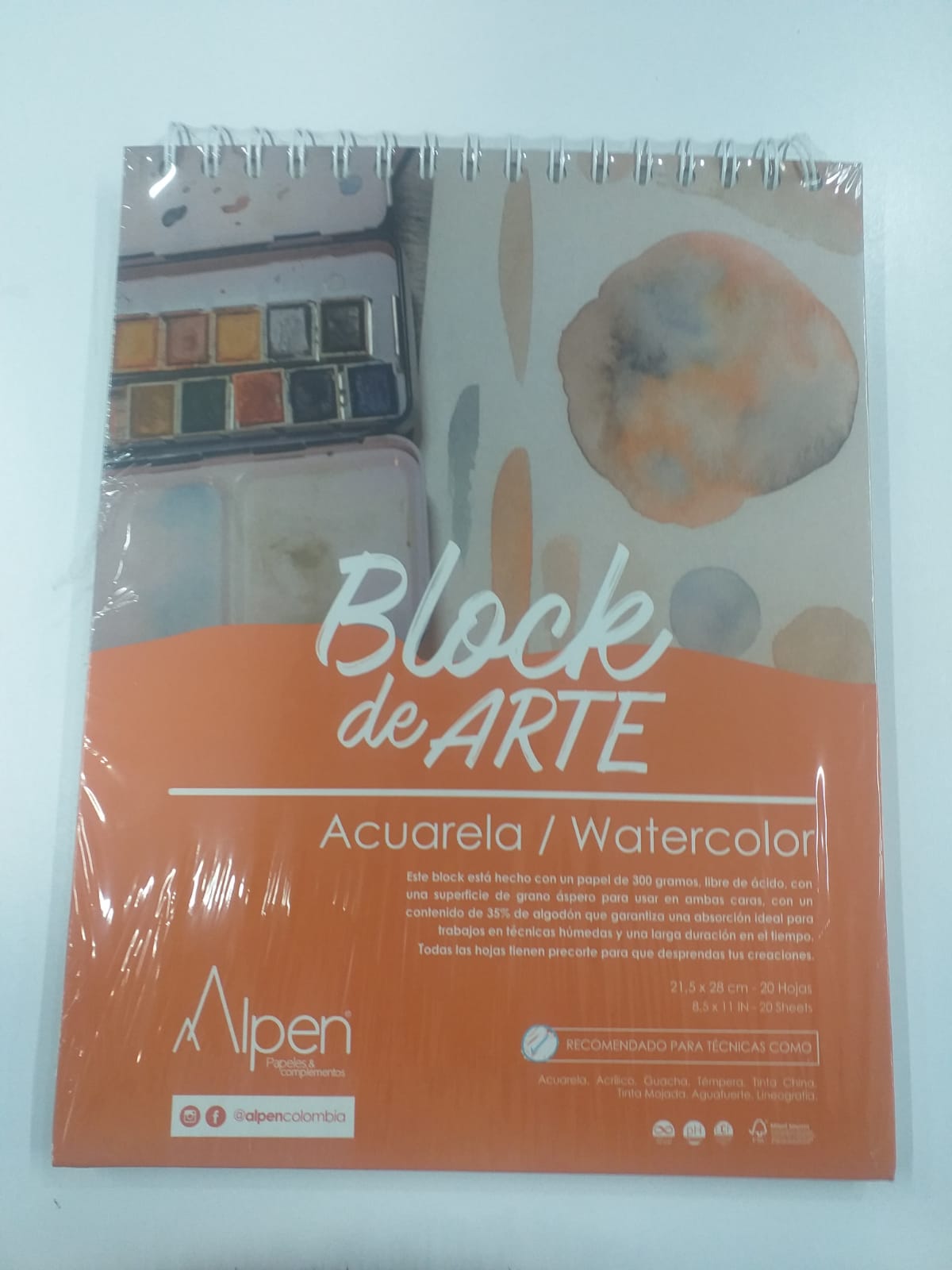 7707357807544 Block Arte Acuarela Alpen Papel para acuarela X 20 Hojas 25 X 35CM 300gr Blanco Acuarela Cartel Arte & Papelería