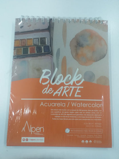 7707357807544 Block Arte Acuarela Alpen Papel para acuarela X 20 Hojas 25 X 35CM 300gr Blanco Acuarela Cartel Arte & Papelería