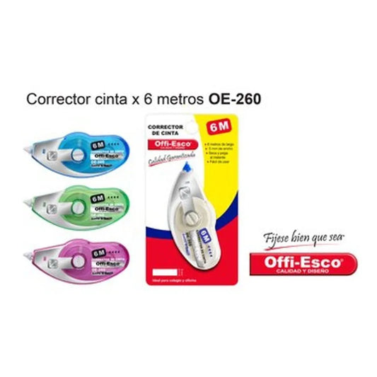 7709990353969 Corrector Offiesco Corrector 6 mts Blanco Cinta Cartel Arte & Papelería