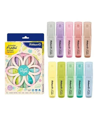 7792700006231 Resaltador Pelikan 10 Amarillo - Acero - Coral - Hielo - Lavanda - Manzana - Melocoton - Turquesa Agua - Rosa Bebe - Menta Flash Pastel Cartel Arte & Papelería