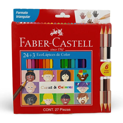 7891360657927 Caja Colores Faber Castell Lápices de colores X 24 + 3 Unidades Surtido Caras y Colores Cartel Arte & Papelería