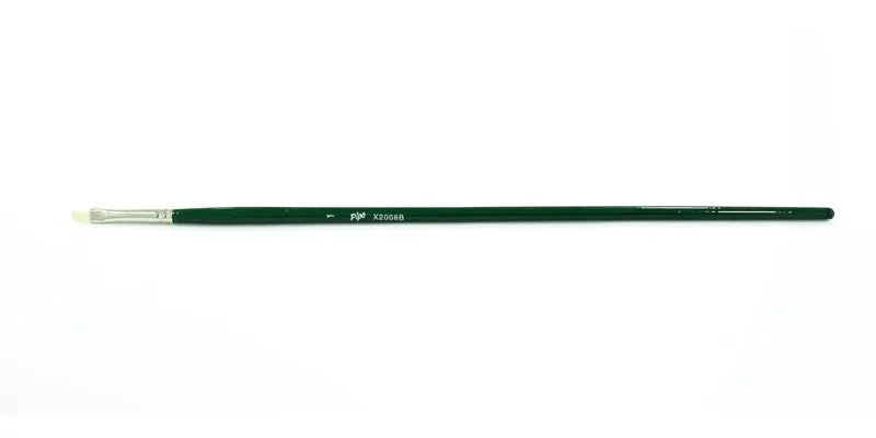 Pincel Plano Fibra Natural PIPO Mango Verde Pelo de Cerdo