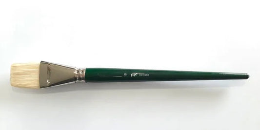 Pincel Plano Fibra Natural PIPO Mango Verde Pelo de Cerdo